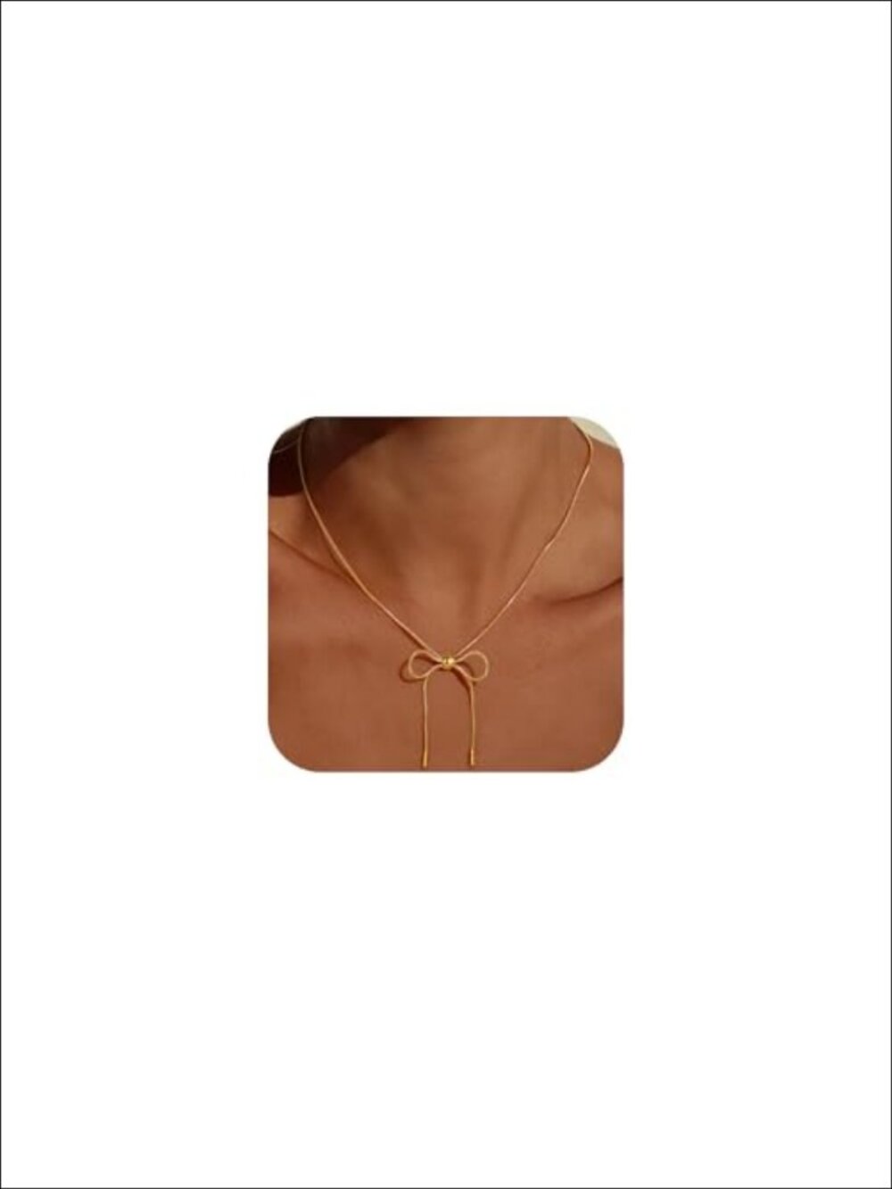 18K Gold Plated Dainty Bow Pendant Choker Necklace Adjustable